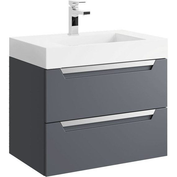 Тумба подвесная с раковиной Aqwella Cube 70 см CUB0107GR, серый, Цвет фасада: серый - фото 