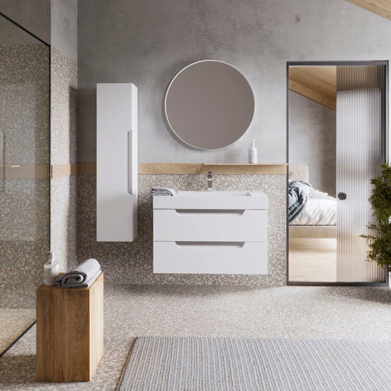 Тумба подвесная с раковиной Aqwella Cube 90 см CUB0109W, белый, Цвет фасада: белый - фото 7