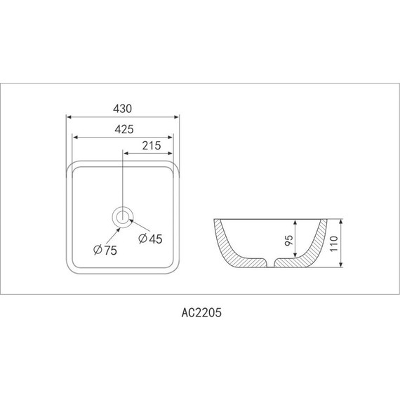 Раковина-чаша Abber Rechteck 43 см AC2205 - фото 5