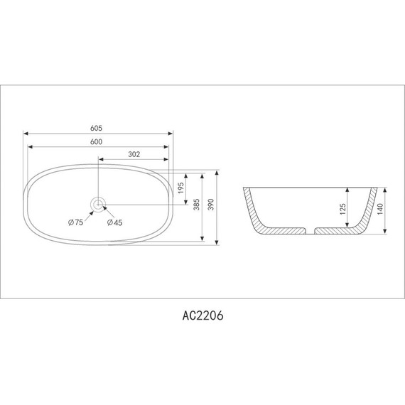 Раковина-чаша Abber Rechteck 60 см AC2206MB, черный матовый - фото 5