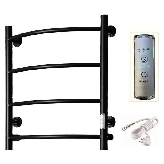 Полотенцесушитель электрический Тругор Пэк сп 5 ВГП П4 500х600 мм, чёрный (возможность скрытого подключения) 00-00035955 - фото 