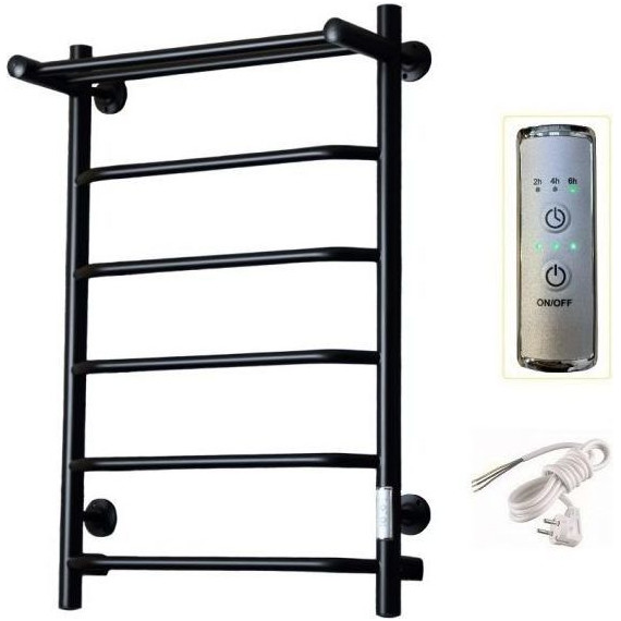 Полотенцесушитель электрический Тругор Пэк сп 6 ВГП с полкой П6 400х800 мм, чёрный (возможность скрытого подключения) 00-00043651 - фото 