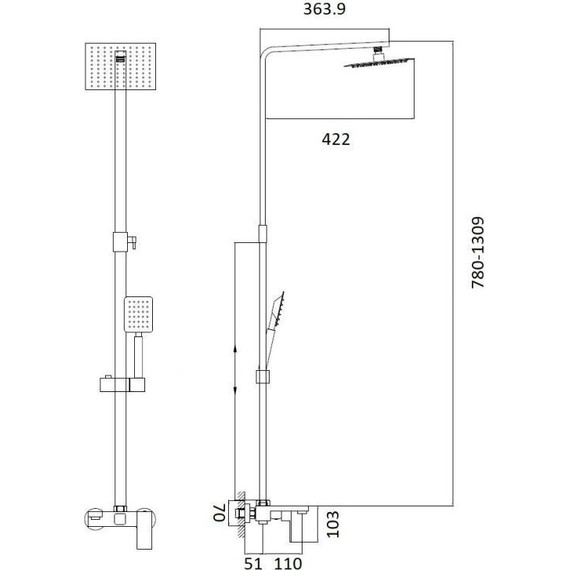 Душевая стойка Haiba HB24803-7, черный матовый - фото 5