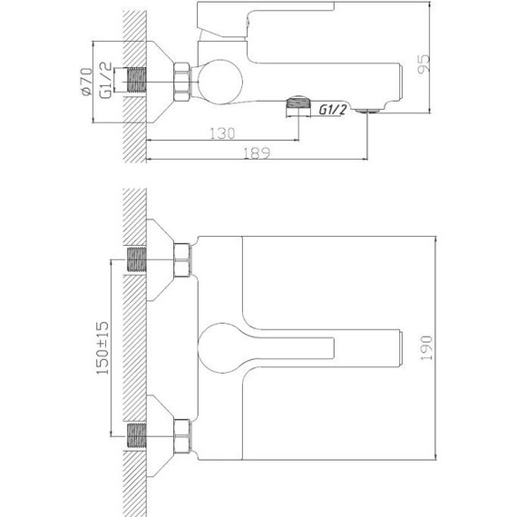 Смеситель для ванны Haiba HB60652-7, черный матовый - фото 2