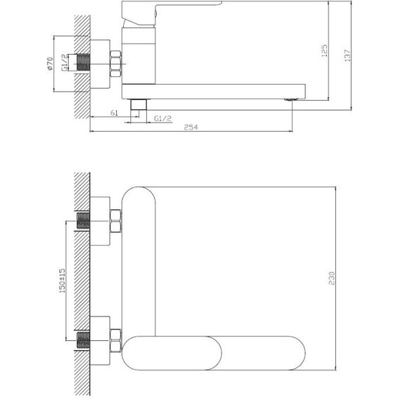 Смеситель для ванны Haiba HB61590-7, черный матовый - фото 2
