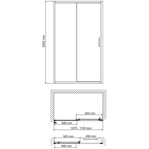 Душевая дверь WasserKraft Main 110 см 41S13, хром/прозрачное - фото 6