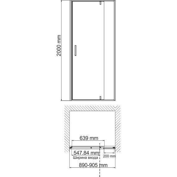 Душевая дверь WasserKraft Aisch 90 см 55P04, золото/прозрачное - фото 3