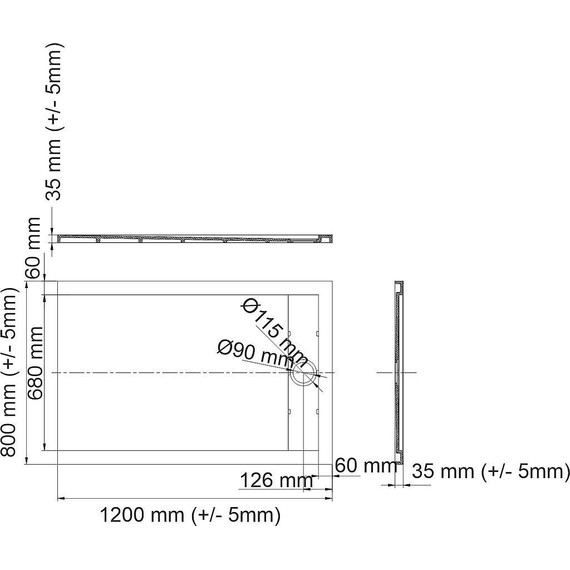 Поддон каменный WasserKraft Abens 120х80 см 20T06, чёрный матовый - фото 2