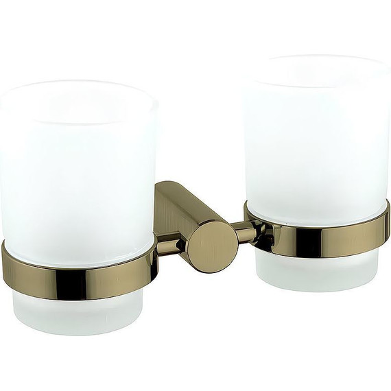 Двойной стакан для зубных щеток Haiba HB8408-4, цвет бронза - фото 