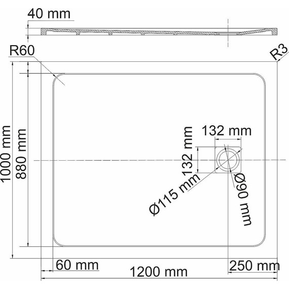 Поддон каменный WasserKraft Neime 120х100 см 19T10, чёрный мрамор - фото 2
