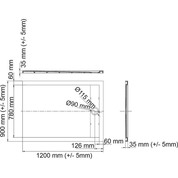 Поддон каменный WasserKraft Wiese 120х90 см 84T07, серый матовый - фото 2