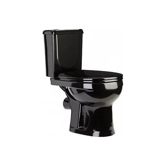 Унитаз-компакт Оскольская керамика Ирида Стандарт (горизонтальный выпуск) с полипропиленовой крышкой 40374130402, черный, Цвет производителя: чёрный - фото 2