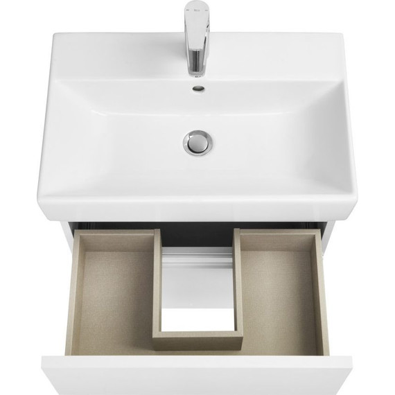 Тумба подвесная с раковиной Roca Oleta 60 см A857639806, белый глянцевый - фото 4