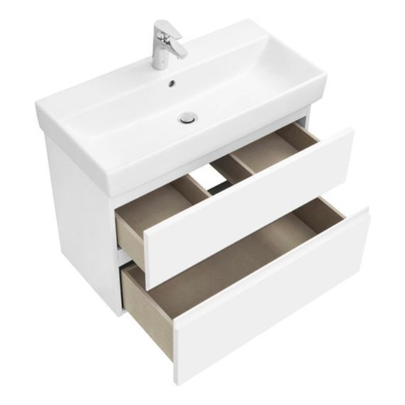 Тумба подвесная с раковиной Roca Oleta 80 см A857640501, белый матовый - фото 4