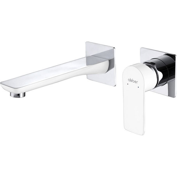 Смеситель для раковины настенный Abber Weiss Insel AF8082W (со скрытой частью) белый/хром, Цвет производителя: белый - фото 