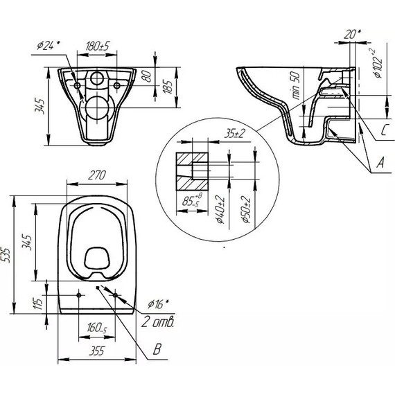 Инсталляция с подвесным унитазом Cersanit Carina XL Co Dpl Eo Slim A64119 (кнопка Corner белый) - фото 9