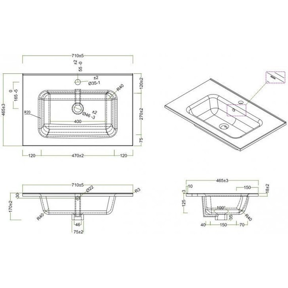 Тумба подвесная с раковиной BelBagno KRAFT-700-2C-SO-CG 70 см, Cemento Grigio - фото 6