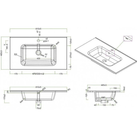Тумба подвесная с раковиной BelBagno ETNA-H60-800-2C-SO-RW-P 80 см, Rovere Moro, Цвет фасада: Rovere Moro - фото 3