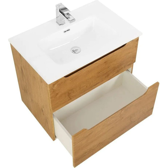 Тумба подвесная с раковиной BelBagno ETNA-H60-800-2C-SO-RN-P 80 см, Rovere Nature, Цвет фасада: Rovere Nature - фото 2