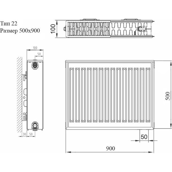 Радиатор Azario 900х500 мм AZ-C22-500-900 - фото 7