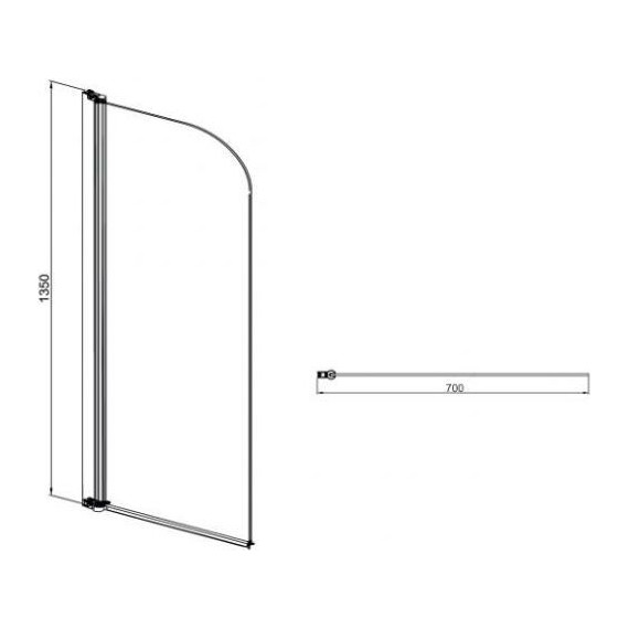 Шторка для ванны Sole Life 2 70 см, хром/прозрачное - фото 2