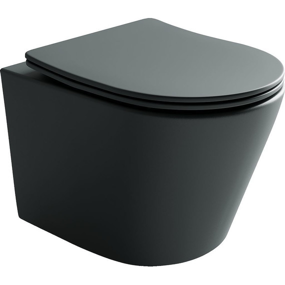 Унитаз подвесной Ceramicanova Balearica Rimless CN6000MDH с тонкой крышкой микролифт, темный антрацит матовый, Цвет производителя: чёрный - фото 