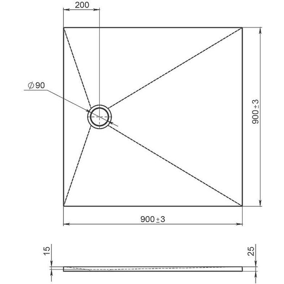 Мраморный поддон Jacob Delafon Tolbiac 90х90 см E6D327RU-NGM, черный матовый - фото 3