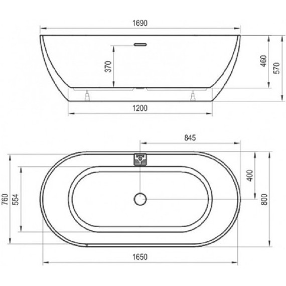 Ванна акриловая Ravak Freedom O 170x80 см XC00100020, Размер - мм: 1700х800 - фото 4