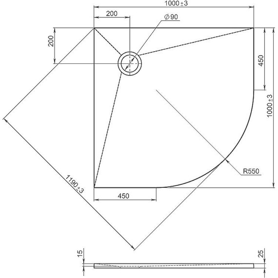 Мраморный поддон Jacob Delafon Tolbiac 100х100 см E6D330RU-NGM, черный матовый - фото 2