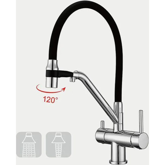 Смеситель для кухни Gappo G4398-80, черный/хром - фото 2