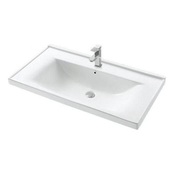 Тумба напольная с раковиной Mirsant Soho Quadro 100/2 см с доводчиком, белый - фото 2