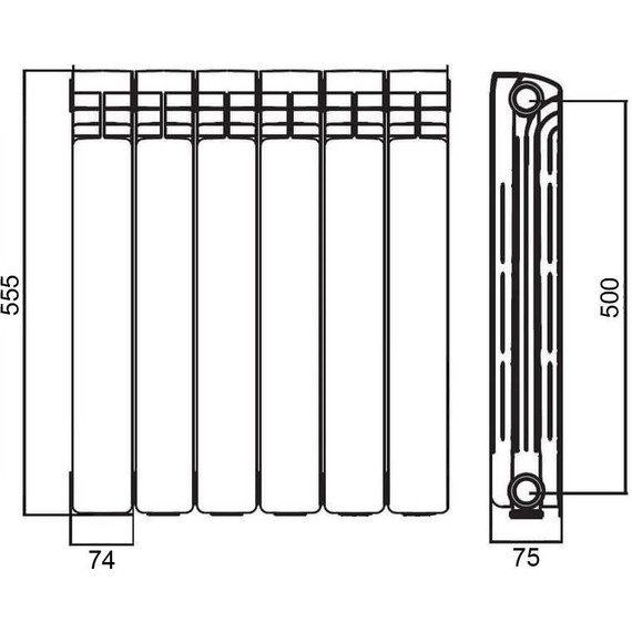 Радиатор Azario BM500/80/6 450х555 мм (6 секций) белый - фото 4