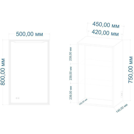 Зеркало-шкаф Art&Max Merano Led 50 см AM-Mer-500-800-1D-R-DS-F - фото 3