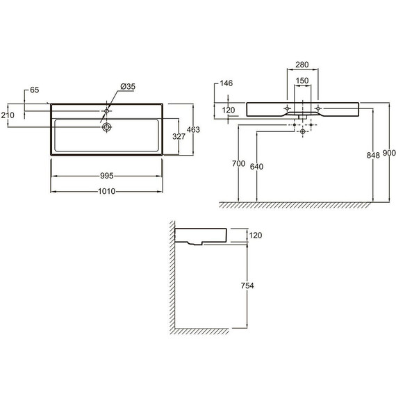 Раковина подвесная Jacob Delafon Vivienne 100 см EXBJ112-NGM, черный матовый - фото 2