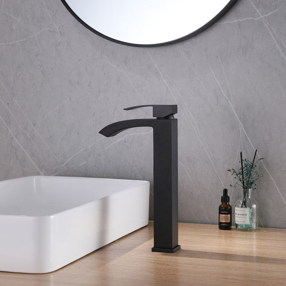 Смеситель для раковины высокий Abber Wasserfall AF8611B, черный матовый, Цвет производителя: чёрный матовый - фото 2