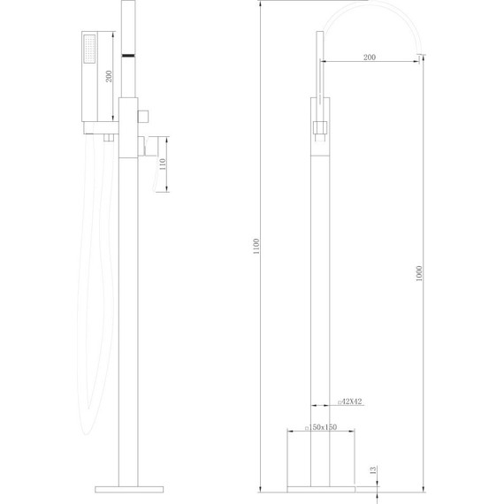 Смеситель для ванны Abber Wasserfall AF8615B, черный матовый, Цвет производителя: чёрный матовый - фото 7