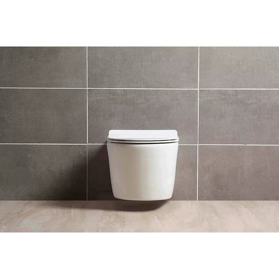 Инсталляция с подвесным унитазом комплект: Grohe Rapid SL 38772001 с подвесным безободковым унитазом Aquatek Оберон AQ1363W-00 сиденье микролифт, крепление, кнопка смыва хром - фото 8