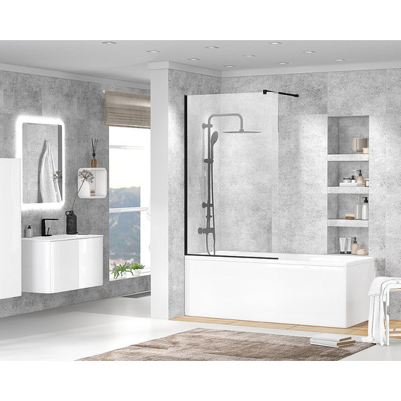 Шторка для ванны Cezares Liberta V-1 80 см (стекло 8 мм), черный/прозрачное - фото 2