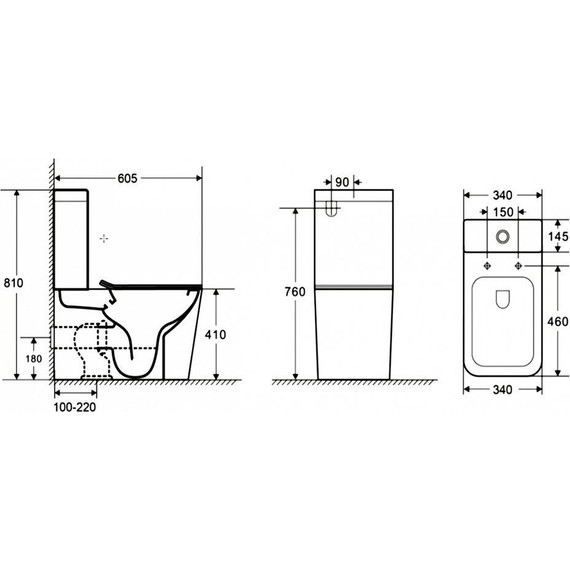Унитаз-компакт безободковый Azario Quadro AZ-2175-MB с крышкой микролифт, чёрный матовый, Цвет производителя: чёрный матовый - фото 3