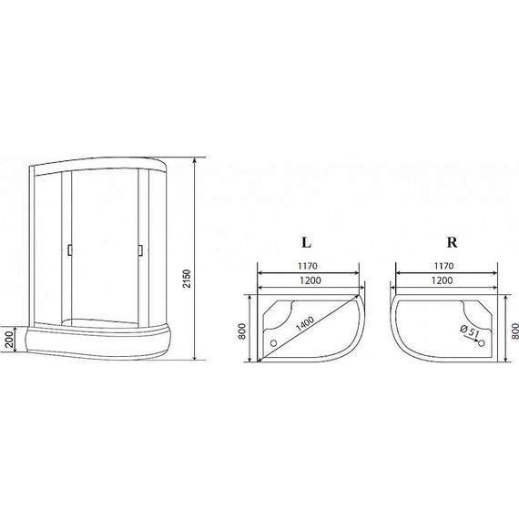 Душевая кабина Loranto 120х80 см CS-66120-20R GB 120, черный/серое - фото 3