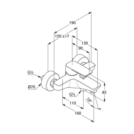 Смеситель для ванны Kludi Pure&Style 406813975, черный матовый - фото 3