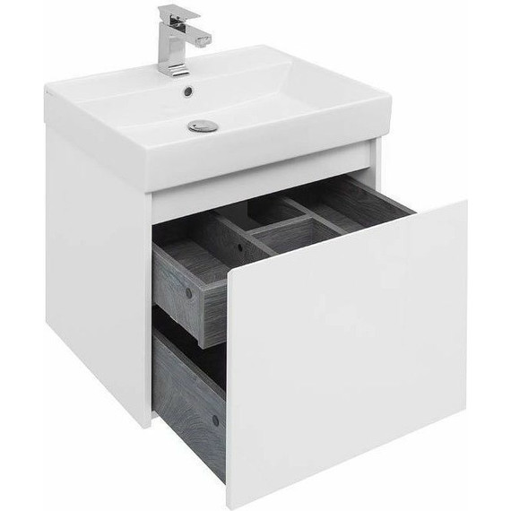 Тумба подвесная с раковиной Aquanet Nova Lite 60 см 242574 (1 ящик) белый, Цвет фасада: белый - фото 7