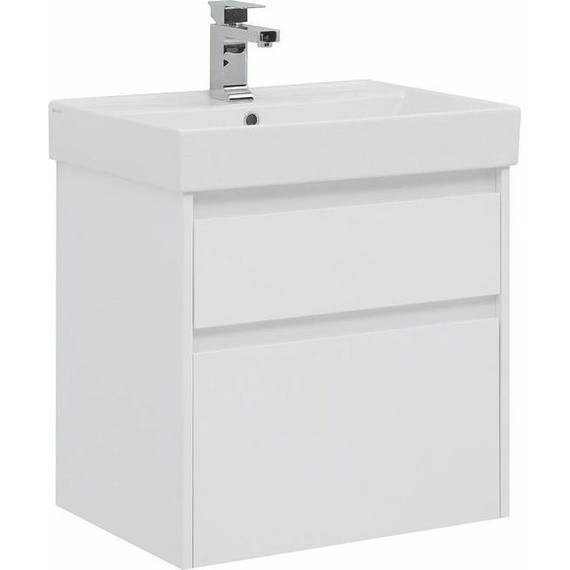 Тумба подвесная с раковиной Aquanet Nova Lite 60 см 242575 (2 ящика) белый, Цвет фасада: белый - фото 