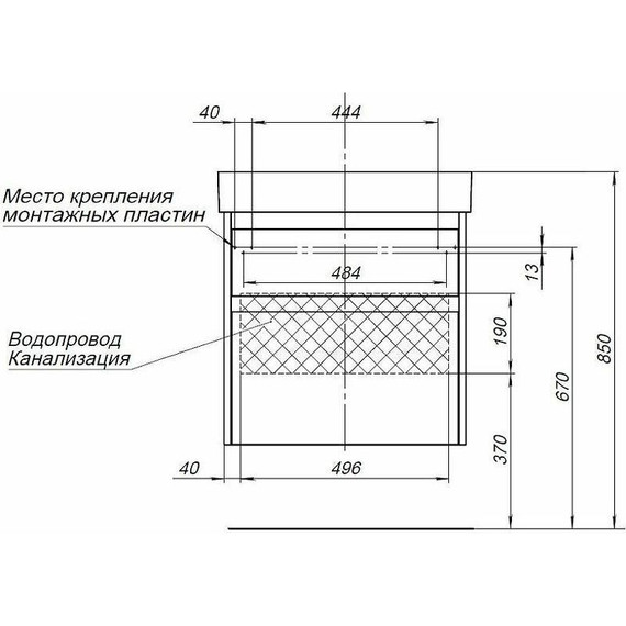 Тумба подвесная с раковиной Aquanet Nova Lite 60 см 242575 (2 ящика) белый, Цвет фасада: белый - фото 12