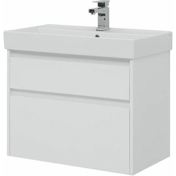 Тумба подвесная с раковиной Aquanet Nova Lite 75 см 242272 (2 ящика) белый, Цвет фасада: белый - фото 7