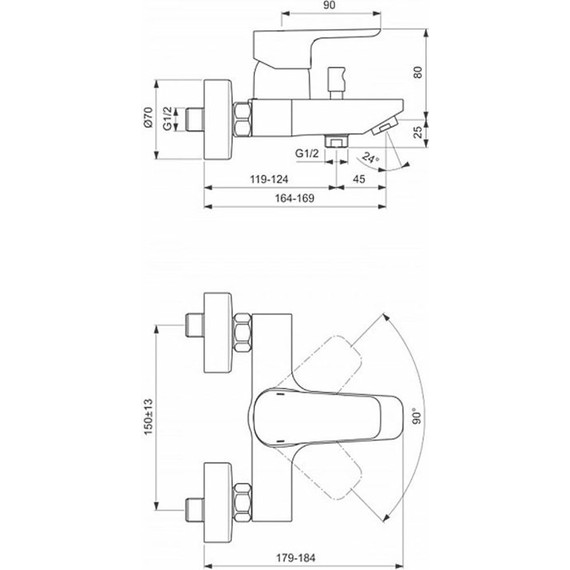 Смеситель для ванны Ideal Standard Ceraplan III B0718AA - фото 3