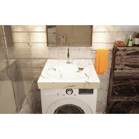 Раковина над стиральной машиной Azario Carmen 60 см CS00078503, белый мрамор - фото 4
