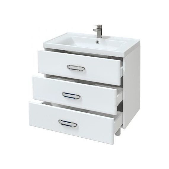 Тумба напольная с раковиной Mirsant Fuji 80 см с доводчиком, белый - фото 4