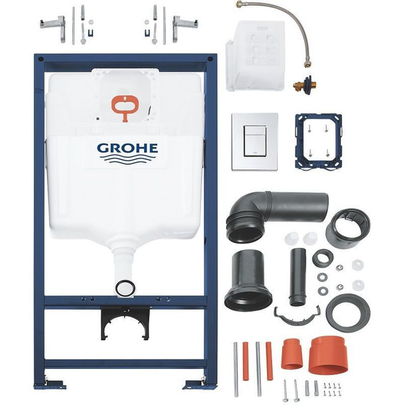Инсталляция с подвесным унитазом комплект: Grohe Rapid SL 38772001 с подвесным безободковым унитазом Azario Nova AZ2216 сиденье микролифт, крепление, кнопка смыва хром - фото 4