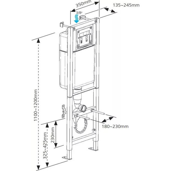 Инсталляция Cersanit Black с подвесным безободковым унитазом Parva New Clean On A64231 - фото 8